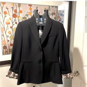 Tahari ASL Black Blazer w/ Leopard Cuff Detail | Work Classic